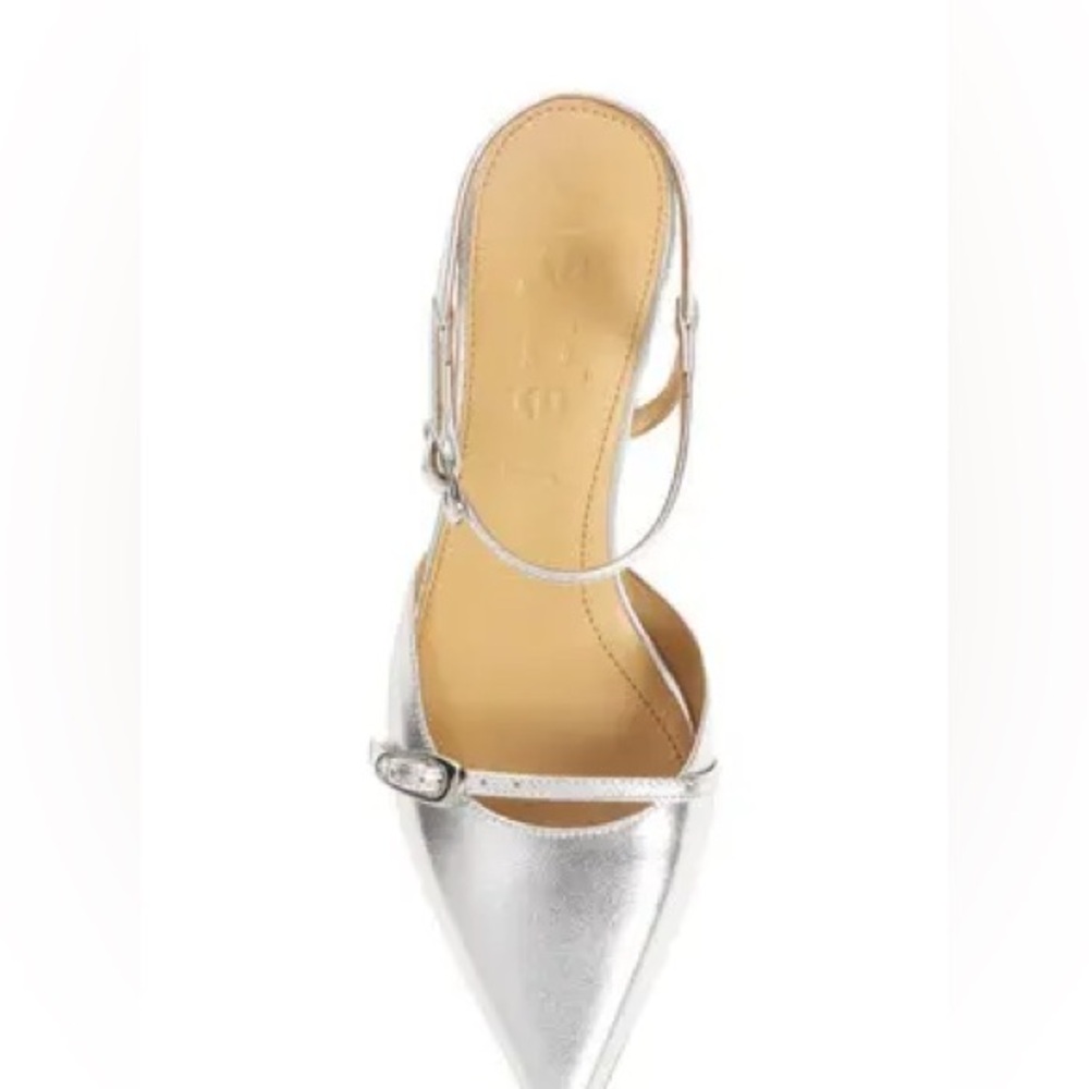 Aeyde Melia silver kitten heel sling back size 41 - Picture 2 of 5